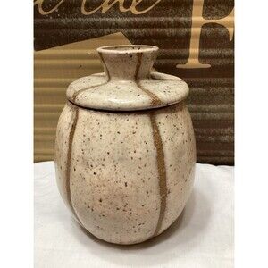 Vintage Studio Pottery Stoneware Jar With Lid Artist Signed Pumpkin Look Heavy